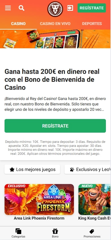 leovegas promoción bienvenida