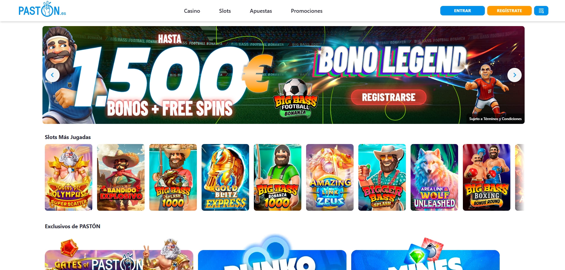 Pastón bono sin depósito para apuestas y casino online