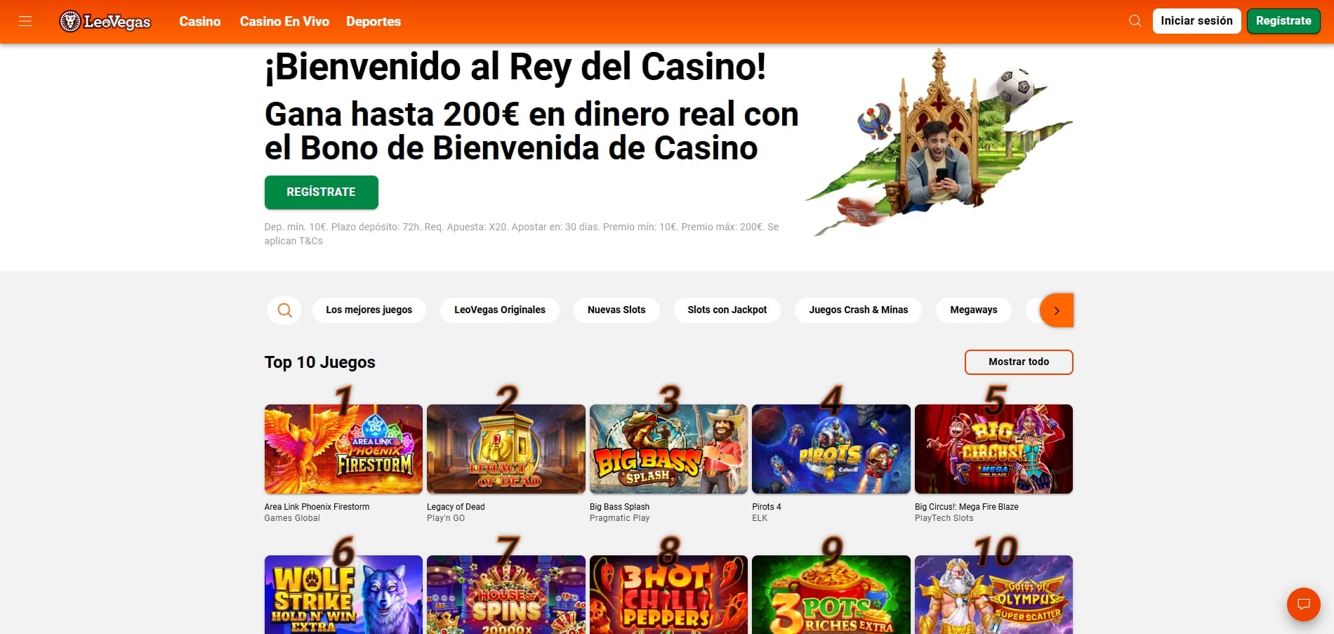 tragaperras y slots de LeoVegas para jugar desde móvil o PC