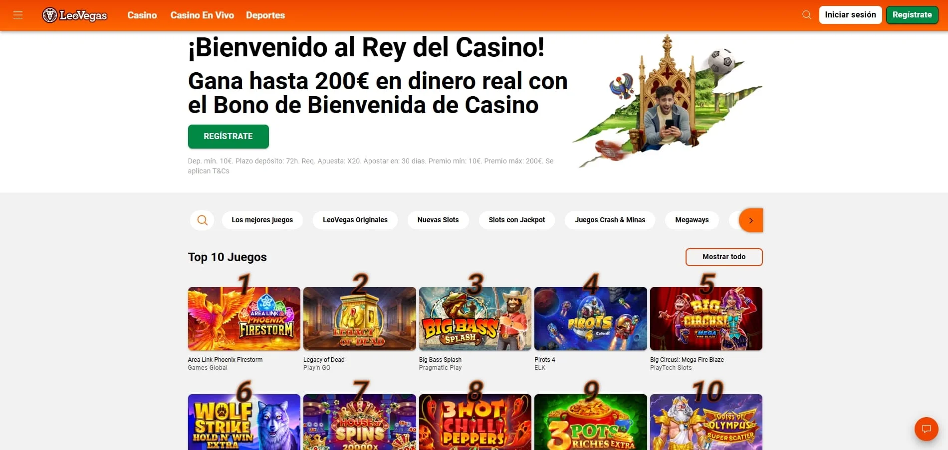 tragaperras y slots de LeoVegas para jugar desde móvil o PC