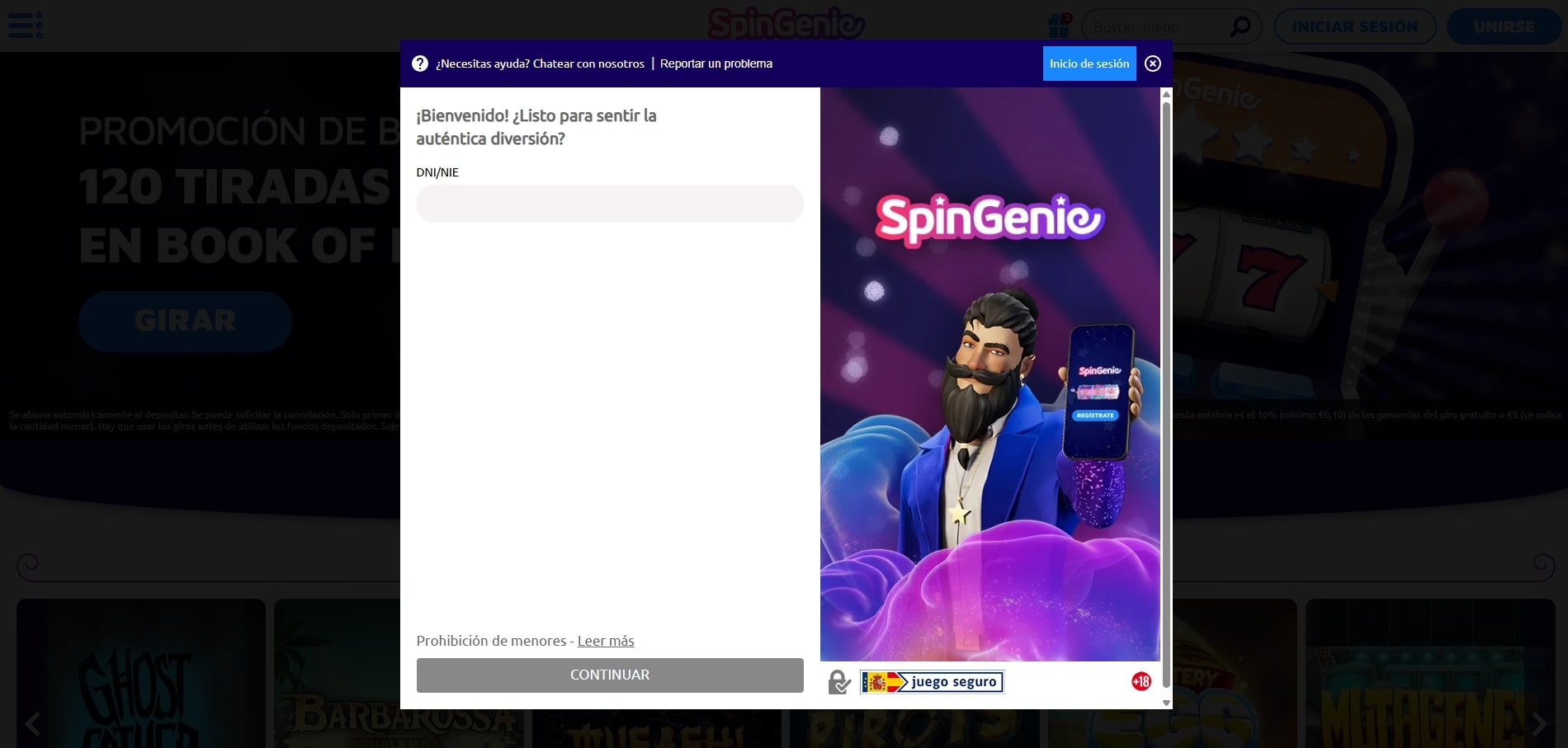 Registro en Spin Genie Casino